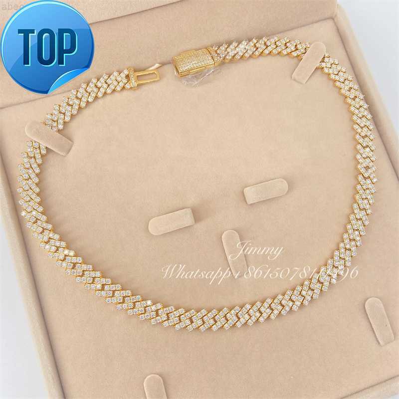 2023 Iced Out Jewelry 10mm Stone Vvs Moissanite Dia 10k Real Gold Cuban Necklace
