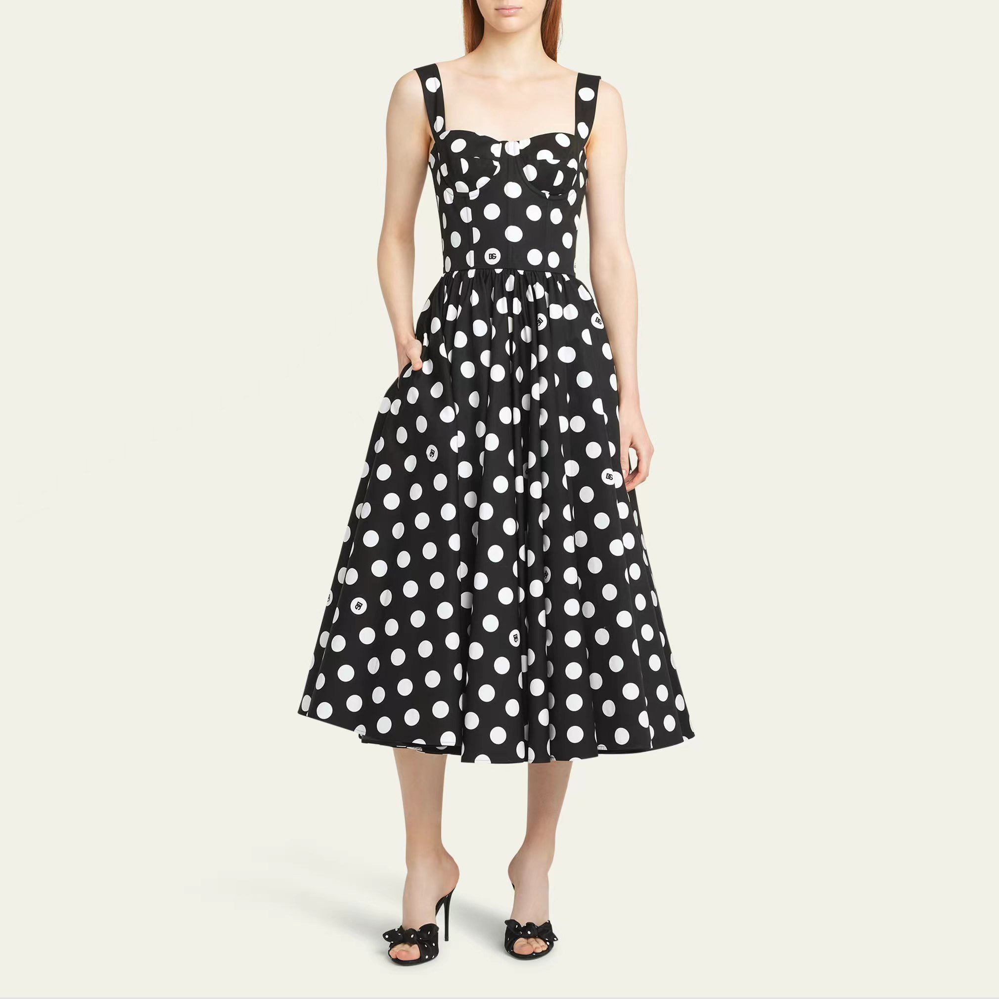 Dress summer dress designer dresses dresses for woman cotton black dot printed sleeveless midi dresses birthday dresses womens designer clothing designer dress