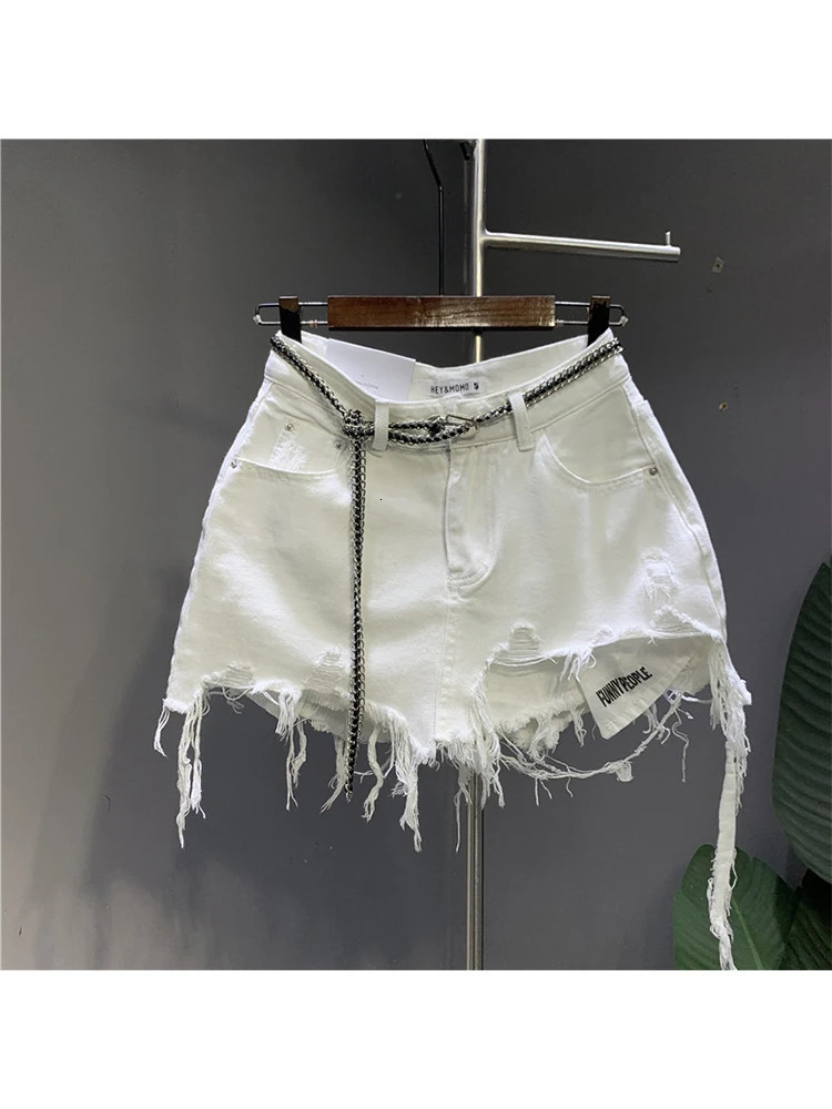 Womens White Denim Skirt Harajuku Streetwear Y2k Mini Jean Skirt Korean Vintage Aline Cowboy Skirts 2000s Fashion Clothes 240603
