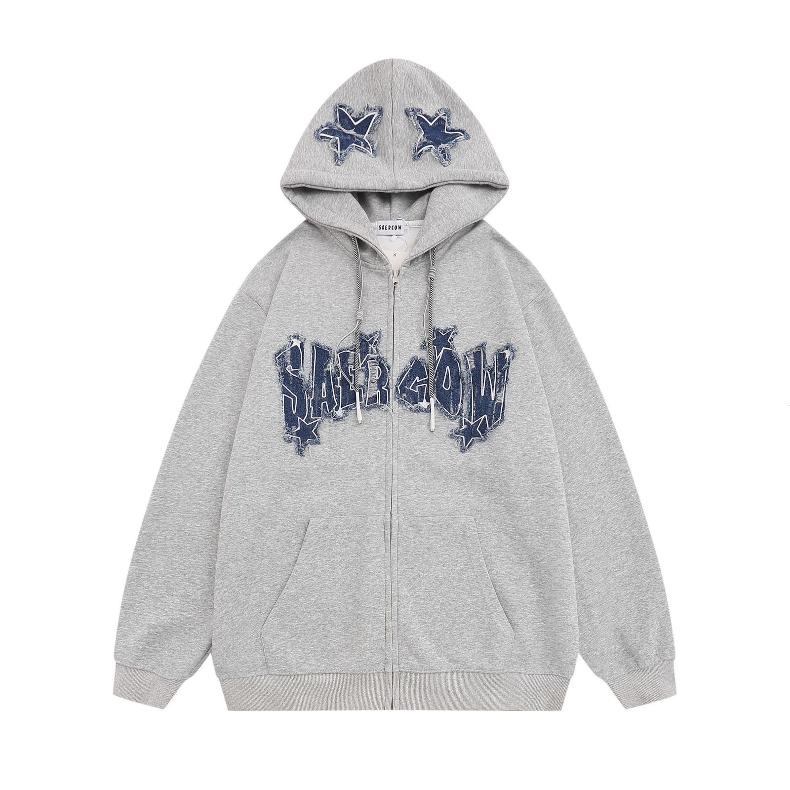 Womens Hoodies Sweatshirts Raspberry color sweet and spicy oversize letter hooded sweater men and women spring and autumn couple cardigan loose jacket