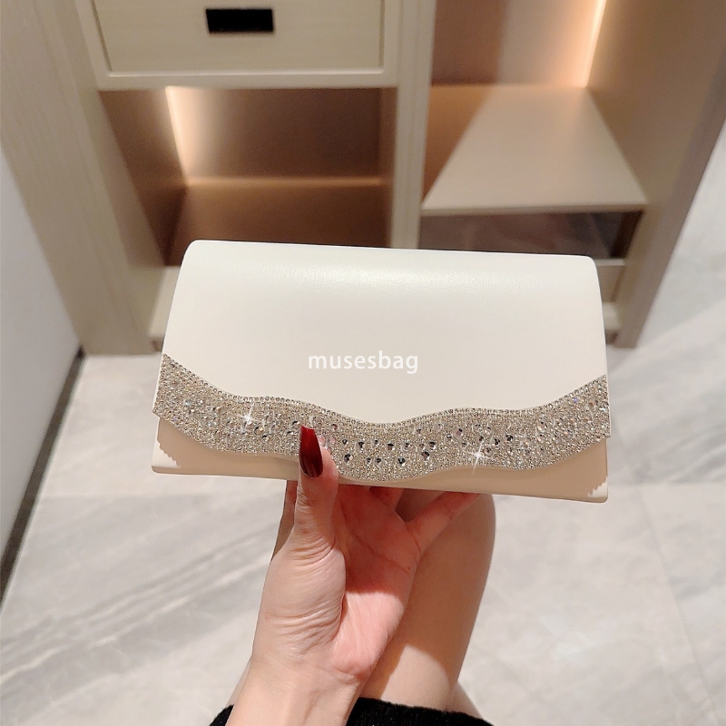 Designer Women's High Quality Fashion Diamond Embedding PU Temperament Evening Bag High end Party Evening Dress Versatile High end Chain Diagonal