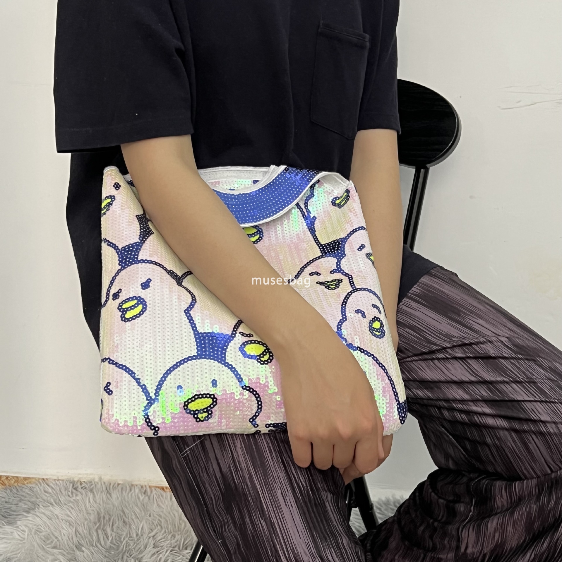 New Instagram Korean Fashion Bag Handbag Beaded Bag Embroidered Bag Large Capacity Tote Bag Commuting Working Student Party Essential Bag