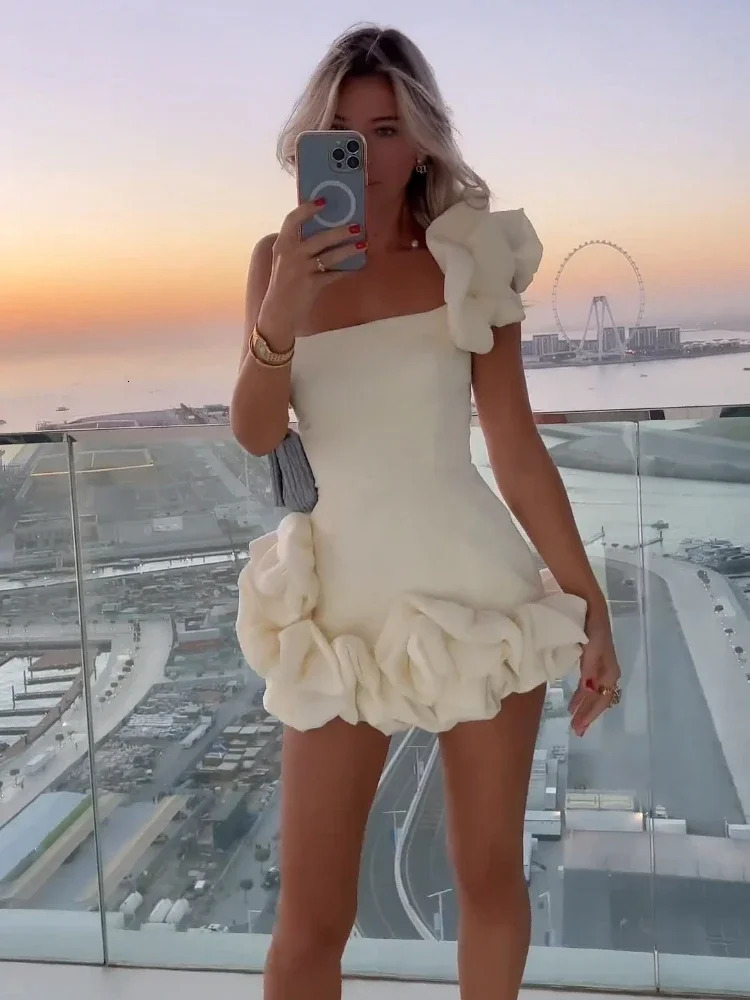 DAENERYS RES Elegant Evening Prom Dress For Women Sleeveless Sexy Summer Patchwork Pleated Mini Dress Traf Official Store 240529