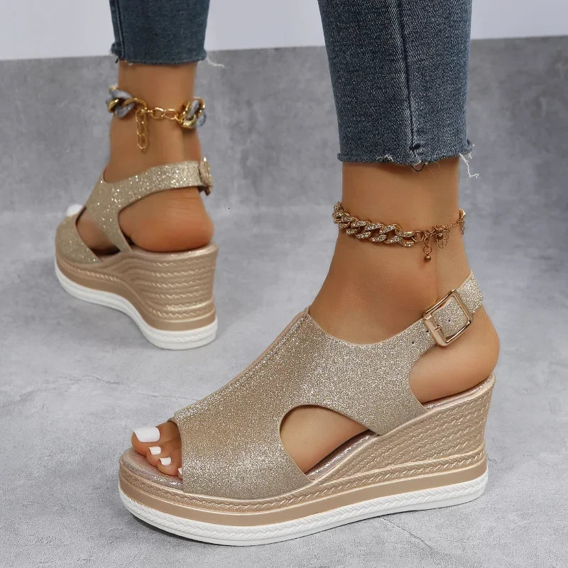Summer Womens Sandals Fashion All-match Wedge Heel Women Casual Open Toe Sandals Roman Platform Womens Shoes 240528