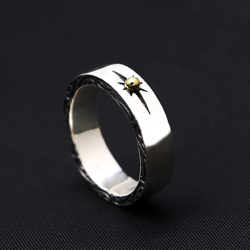 Initial Couple Ring 100% Real 925 Sterling Silver Fine Jewelry Men Women Sun Ray Engagement Ring Wedding Band Accessories R2 240530