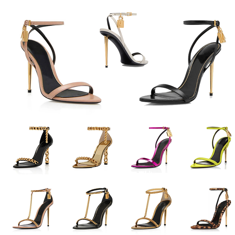 With Box padlock pointy naked Designer sandals High Heels black nude pink silver womens ladies Pumps sandal[code ：L]Slingback Sandale