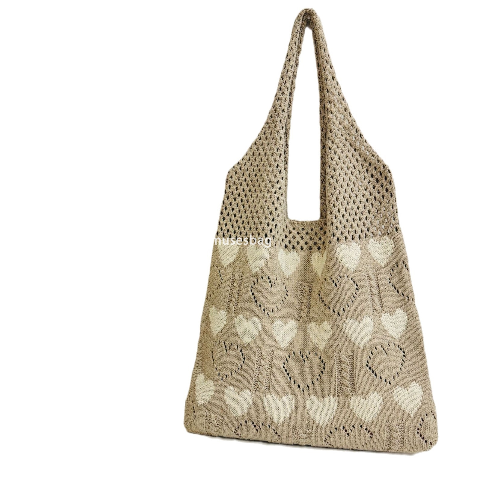New Instagram hollowed out design bag summer hot selling knitted bag love pattern bag large capacity woven bag beach bag shopping bag