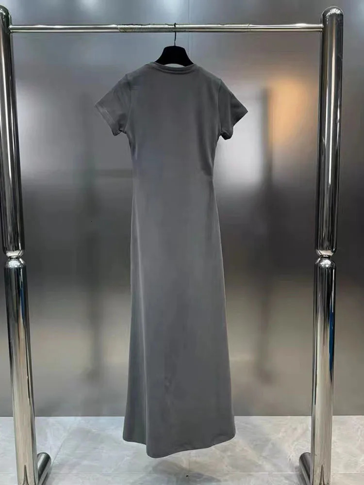 DEAT Items Fashion Womens Pearl Bow Printed Split Dress 2024 Spring Fashion Round Neck Short Sleeve Womens 11XX8890 240516 - view 4