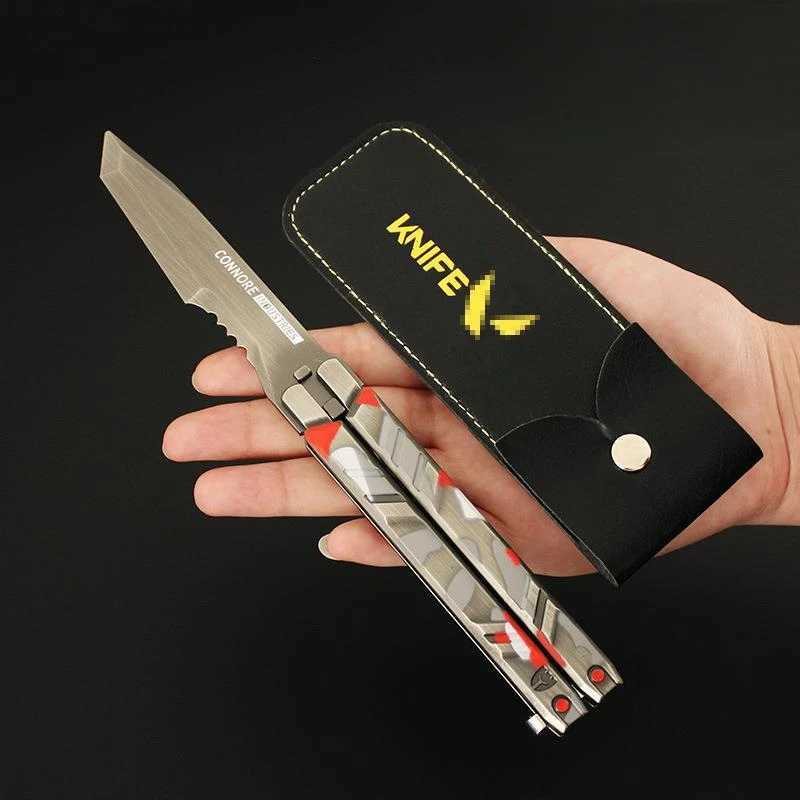 Novelty Games 21cm Wallorant perimeter reconnaissance butterfly knife camouflage red alloy throwing knife model toy T240607