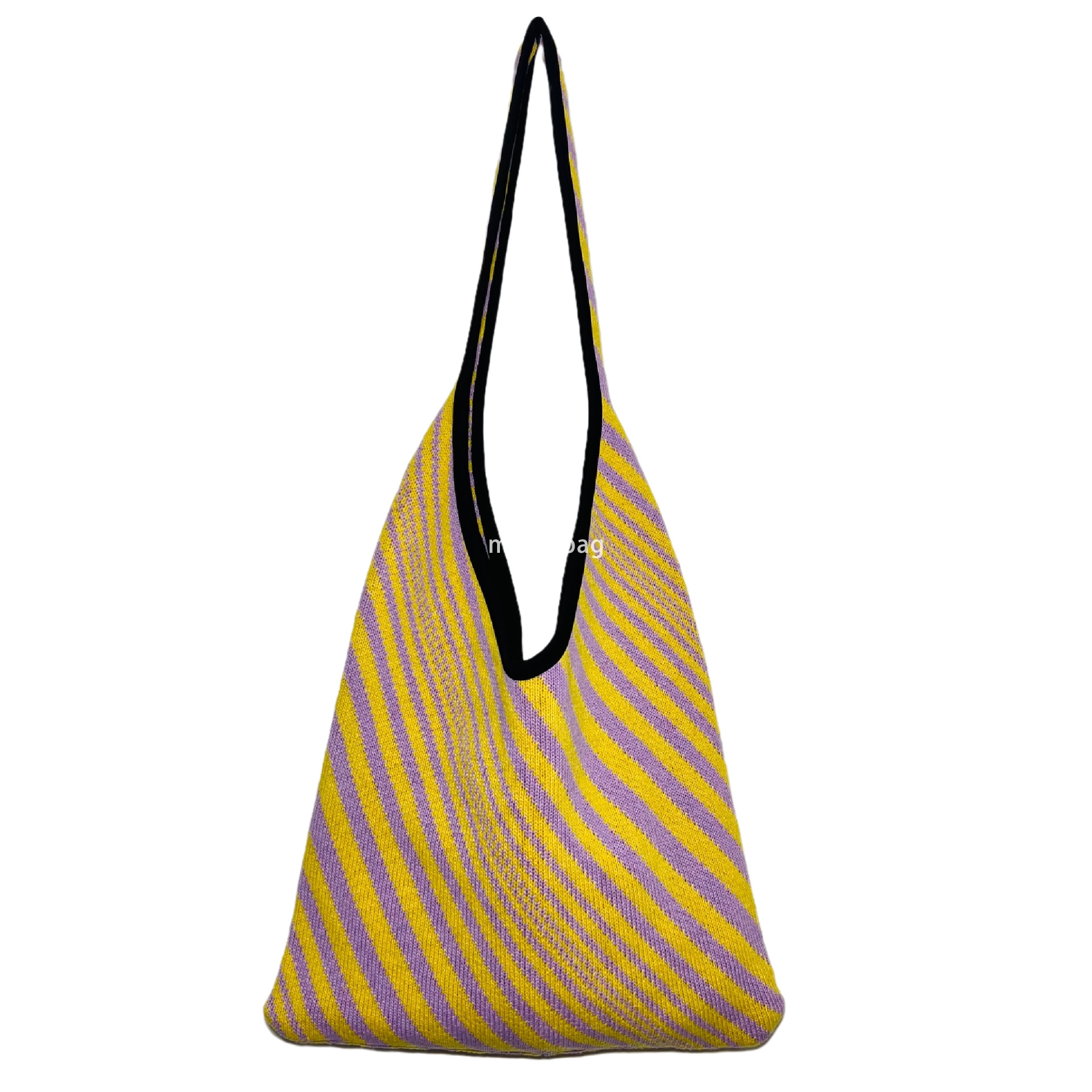 New High Quality Plush Knitted Korean Stripe Bag Contrast Knitted Bag Large Capacity Tote Bag Single Shoulder Bag Women Bag Trendy