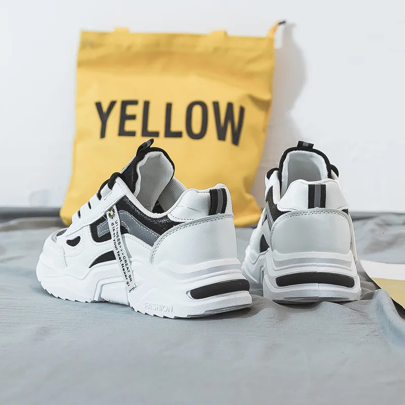 Running Shoes Fashion Platform Autumn PU Leather Woman Thick Sole Casual Sneakers Youth Girls Students Trainers Lace-up