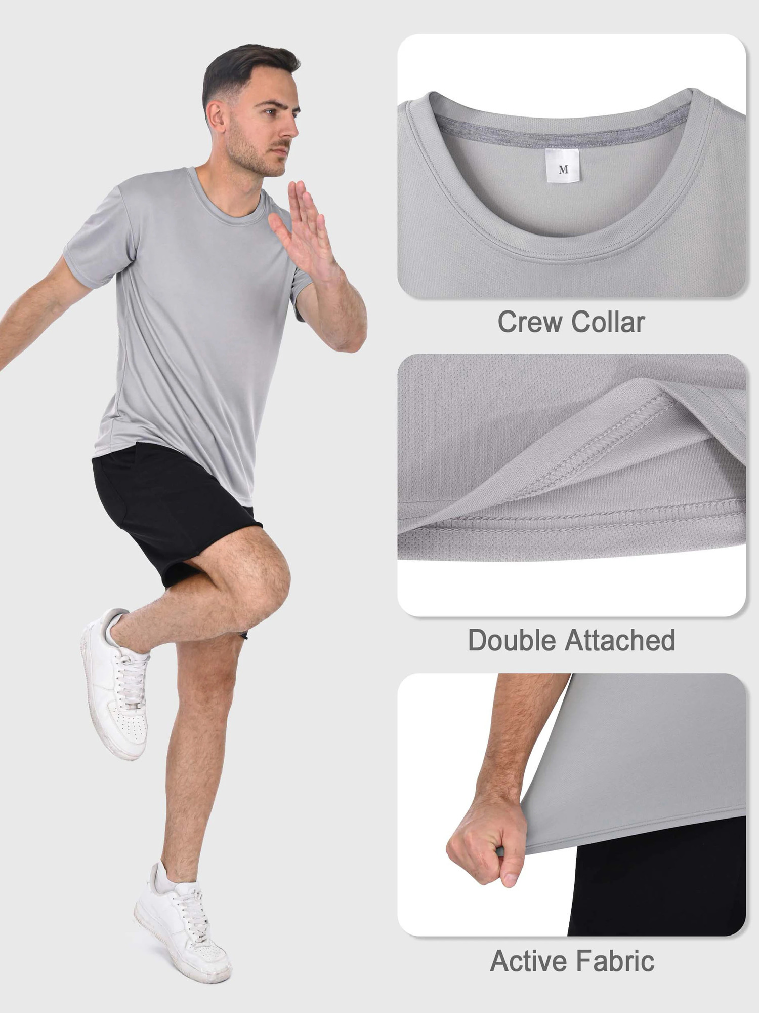 5 Pack Mens Tshirt Dry Fit Shirts Moisture Wicking Quick Dry Mesh Tee Gym T Polyester Athletic Crew Short sleeve Workout Run 240603