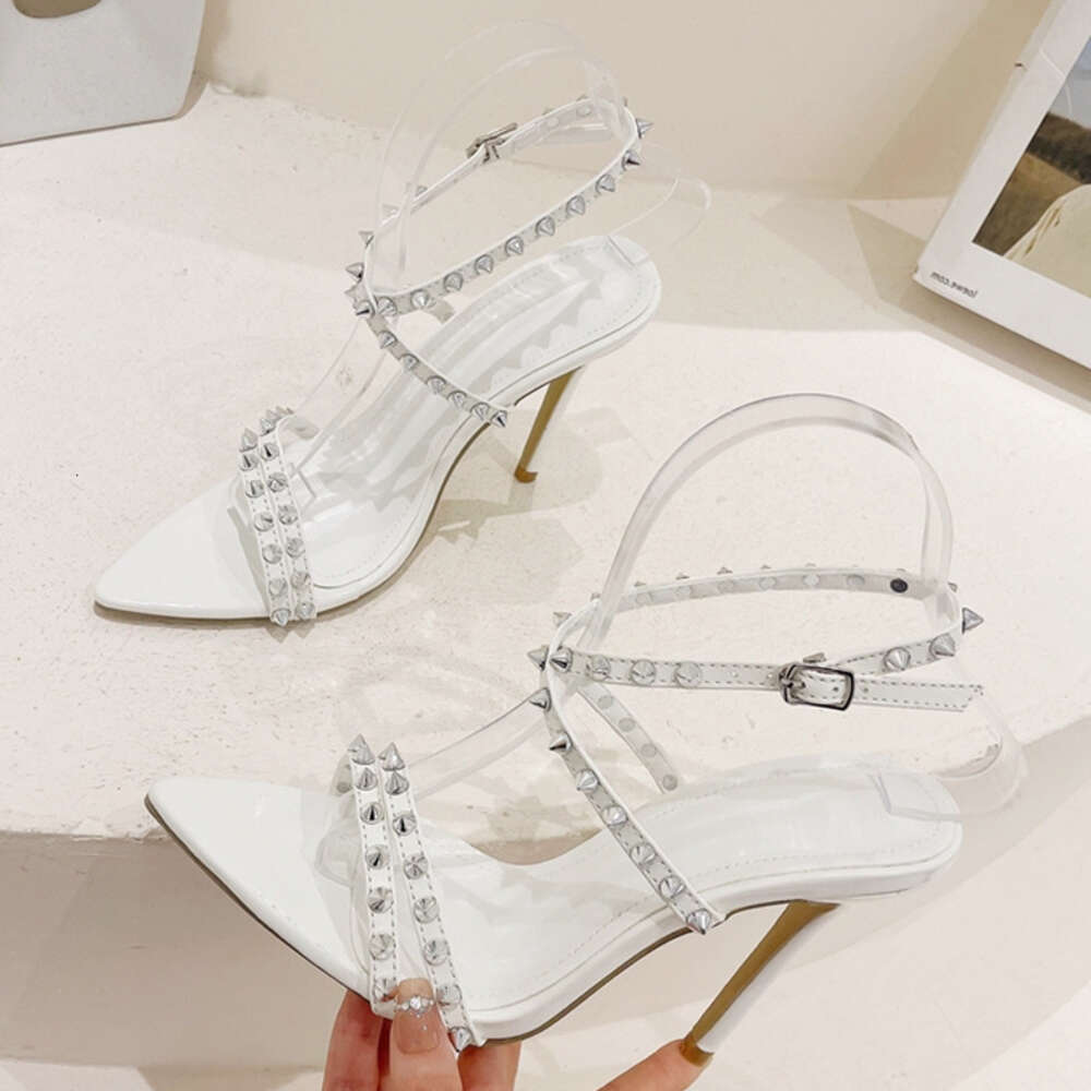 Liyke Sexy Metal Rivet Ankle Strap Sandals Ladies 2024 New Gladiator Open Toe Party Stripper Heels Summer Shoes Women Sandalias