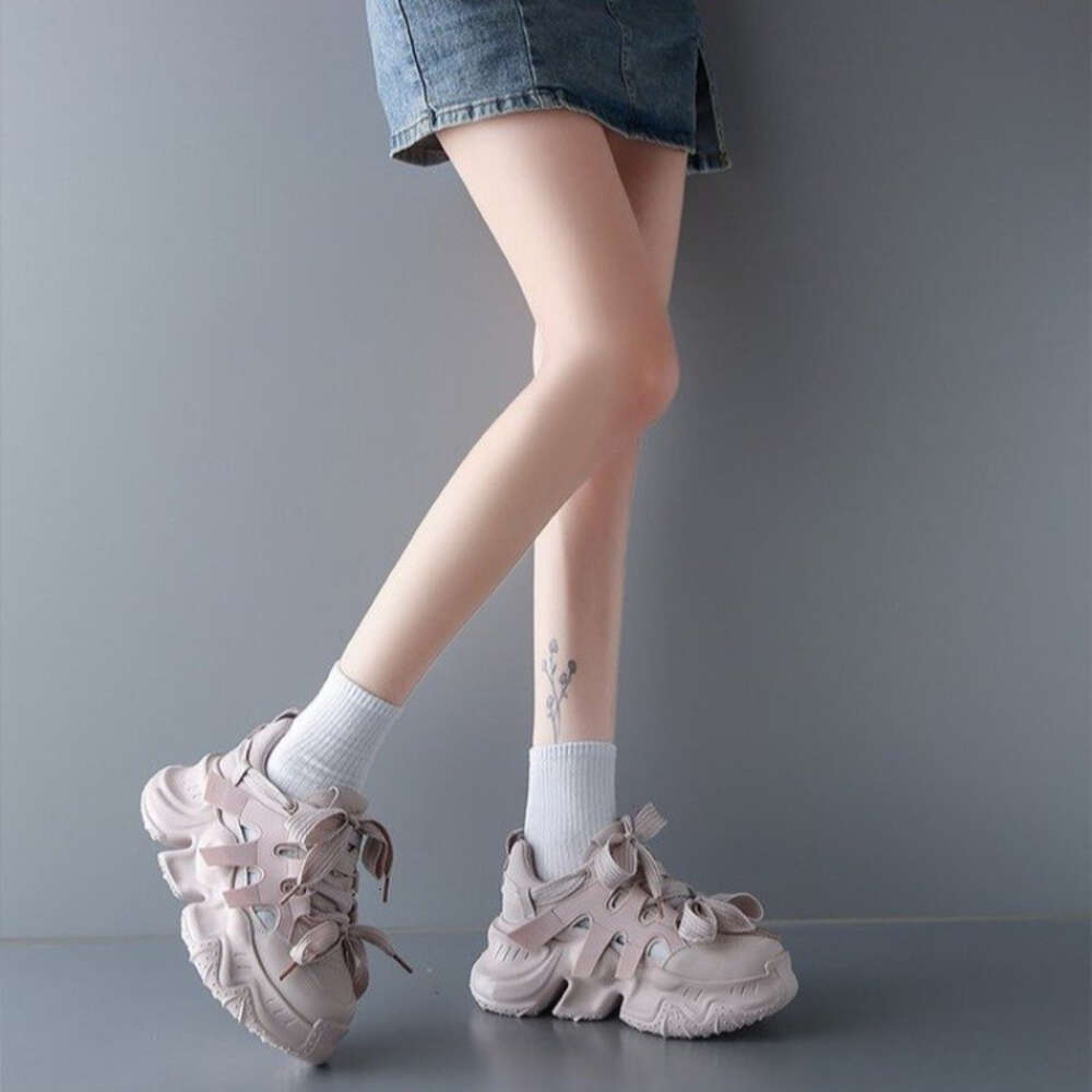 Ddmysports New Dad For Women Korean Version Ollow Out Sneakers Trend Lace Up Design Sport Female Platform Casual Shoes OUTDOOR
