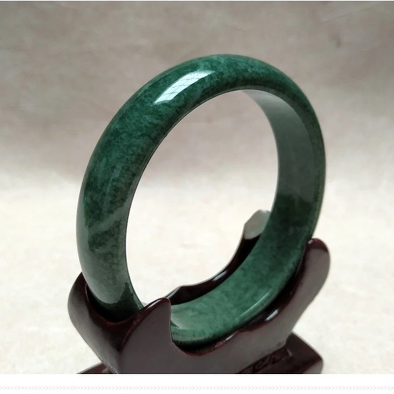 China Natural Dark Green Hand Carved Wide Jade Bracelet Fashion Boutique Jewelry Mens and Womens Guizhou Gift 240604