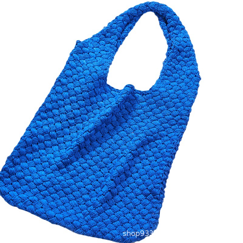 New Knitted Bag Handmade Knitted Bag Vintage Tote Bag Single Shoulder Bag Bags Women Woolen Handbag Shopping Bag