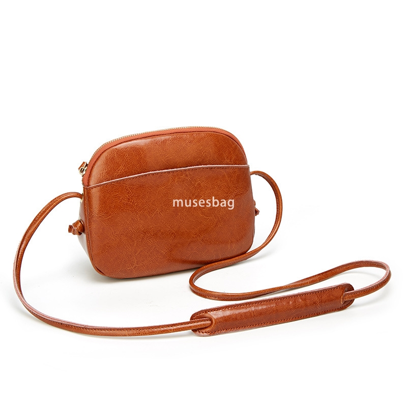 High quality women mini square bag fashionable and classic oil wax leather retro shell bag versatile and practical one shoulder crossbody bag for wome