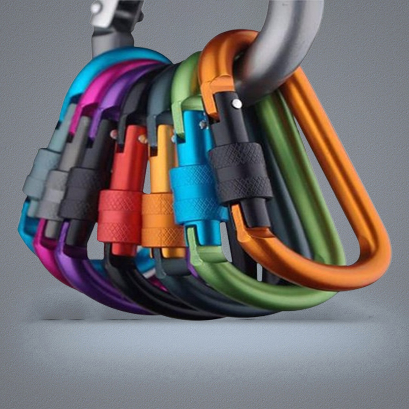 8cm Aluminum Alloy Carabiner DRing Key Chain Clip Multicolor Camping Keyring Snap Hook Outdoor Travel Kit Quickdraws DLH056
