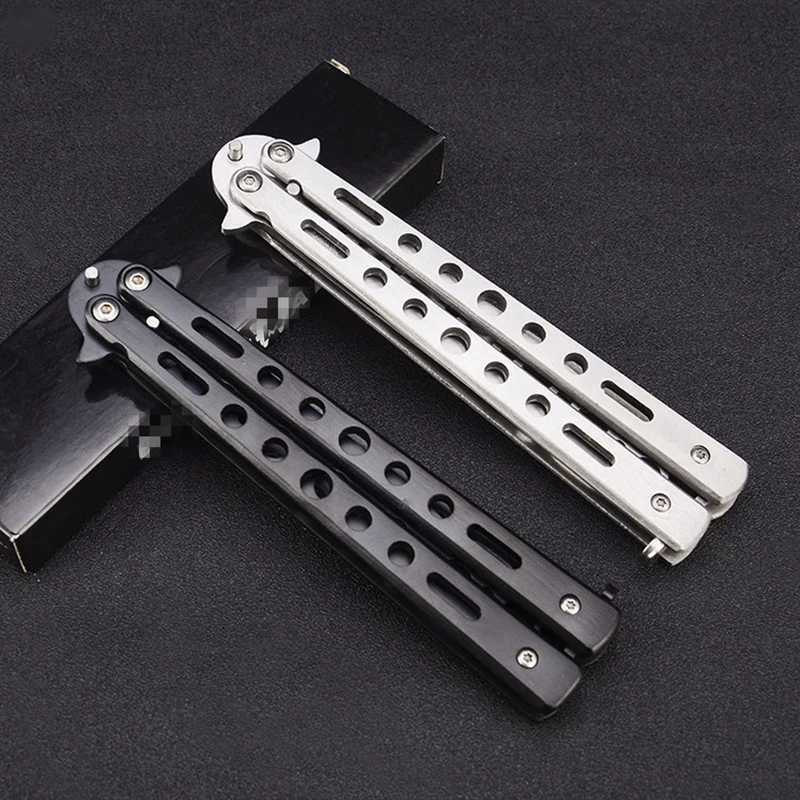 Novelty Games Portable Folding Butterfly Knife CSGO Dual Track Trainer Stainless Steel Pocket Practice Knife Outdoor Game Training Tool T240607