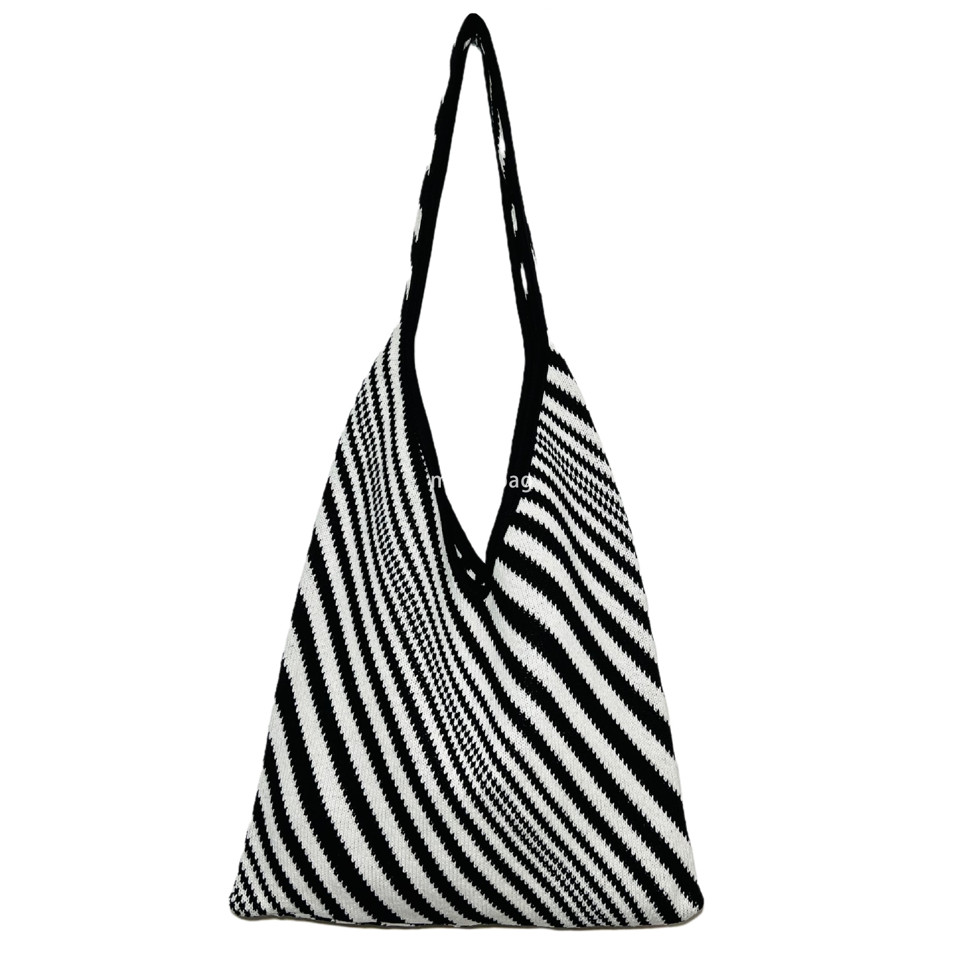 New High Quality Plush Knitted Korean Stripe Bag Contrast Knitted Bag Large Capacity Tote Bag Single Shoulder Bag Women Bag Trendy