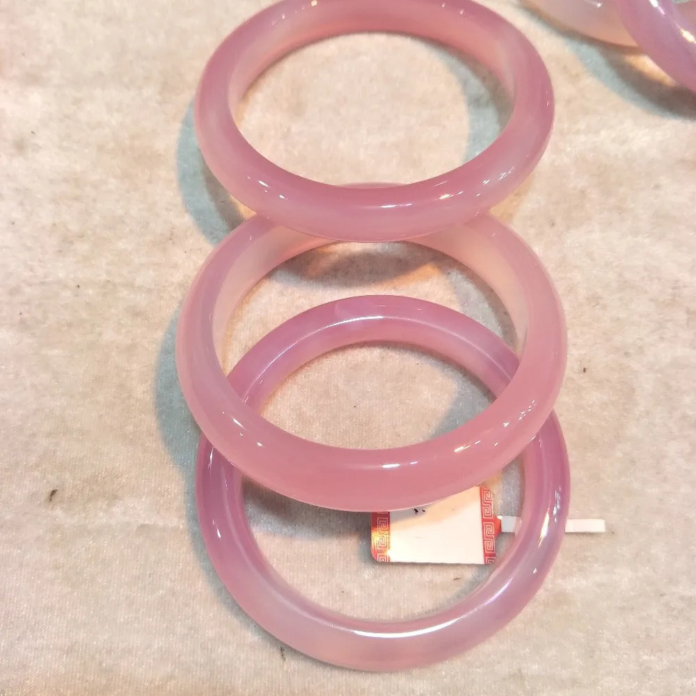 Natural Agate Jade Chalcedony Pink Bangle Jewelry Jadeite Bracelet Women 240604