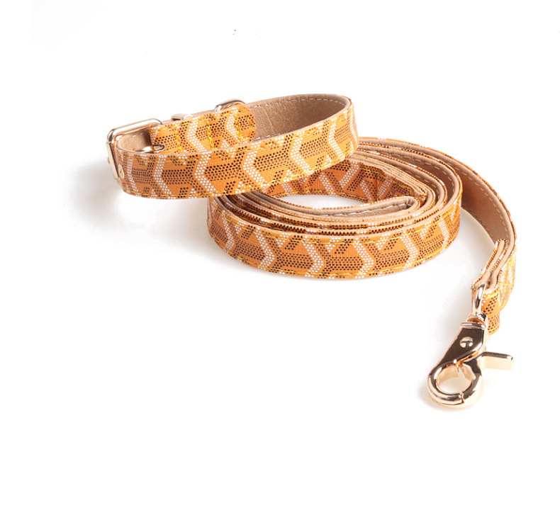 Designer Dog Collar Leash set Soft Leather Padded Collar Heavy Duty Leather Dog Collar with Durable Buckle Well Made Stylish Pets Collars for Small Medium Dogs XL B192