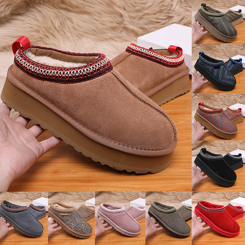 Australia Tasman Slippers Tazz Suede Shearling platform Slipper womens shoes Classic Mini Button Boot designer booties snow boots Chestnut Black Gery men shoe