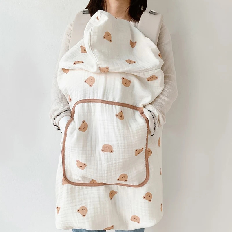 Baby Bear Swaddle Wrap Summer Windproof Multifunctional Blanekt Soft Cotton Cloark Cape Hooded Bath Towel Stroller Blanket 240603