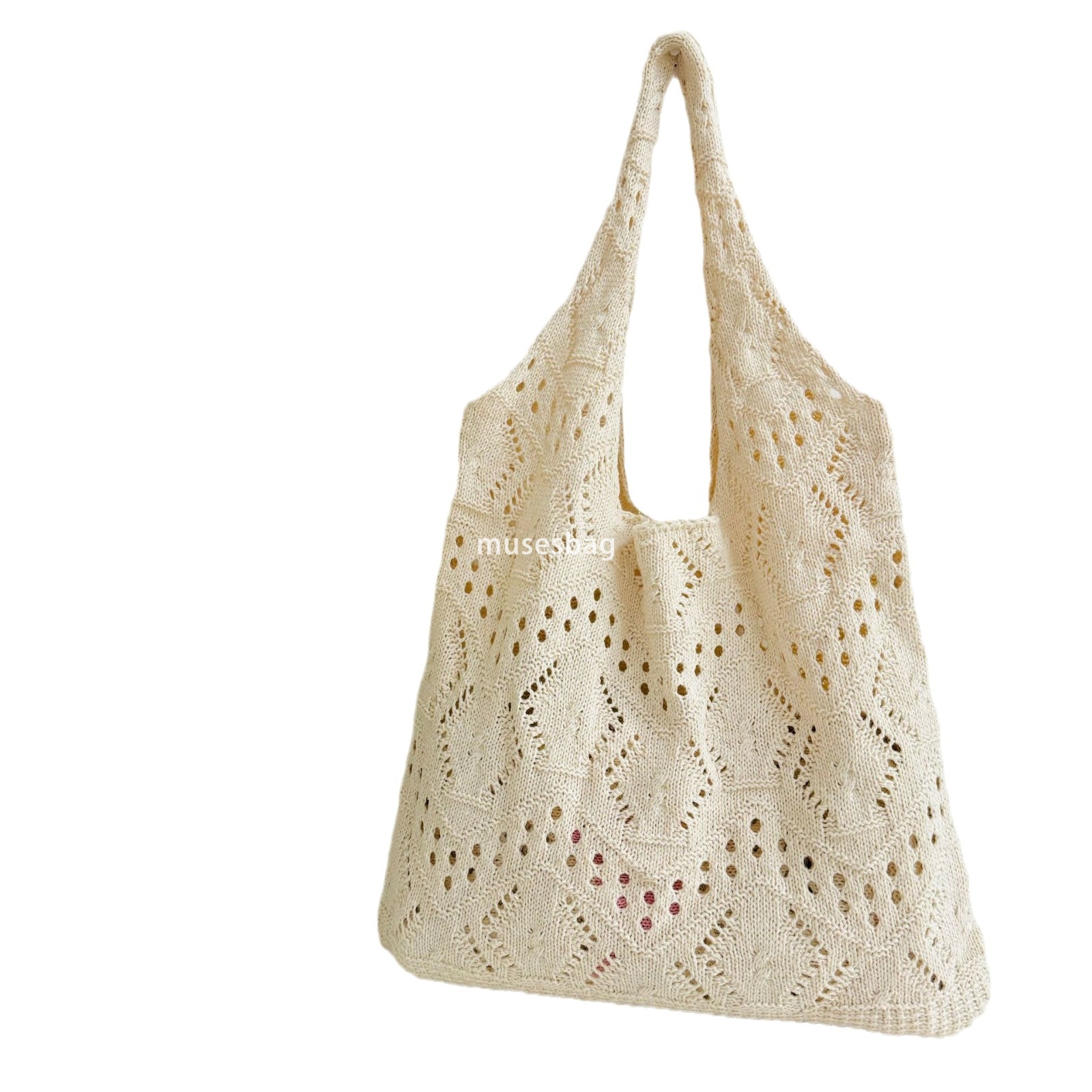 New Portable Handbag Japan and South Korea Commuter Tote Bag Travel Essential Beach Bag Knitted Bag Hollow Bag Compared to Semitic Asian Style Woven B