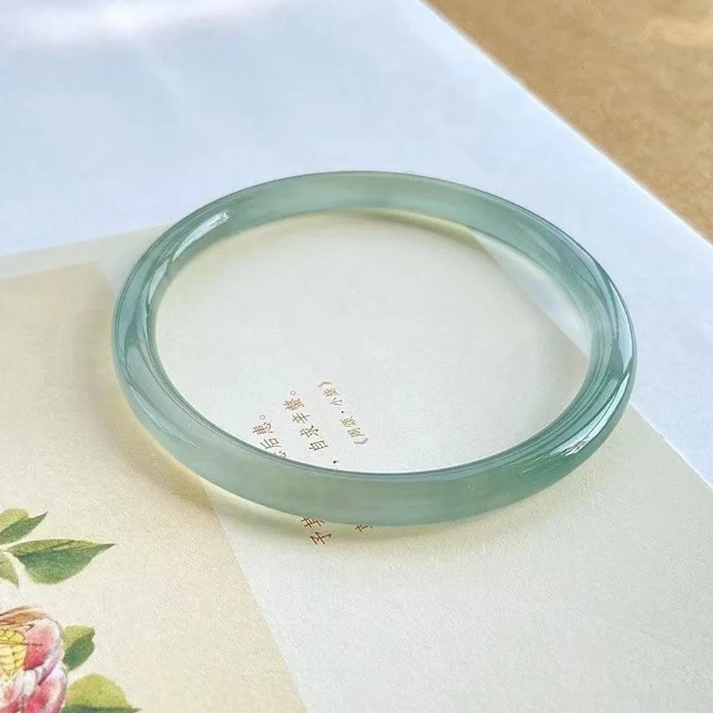 Natural Oil Blue JADE Bracelet IceSeed Round Womens Oilblue Certified JadeBangles High Ice Grade A Handring Jewelry 240604