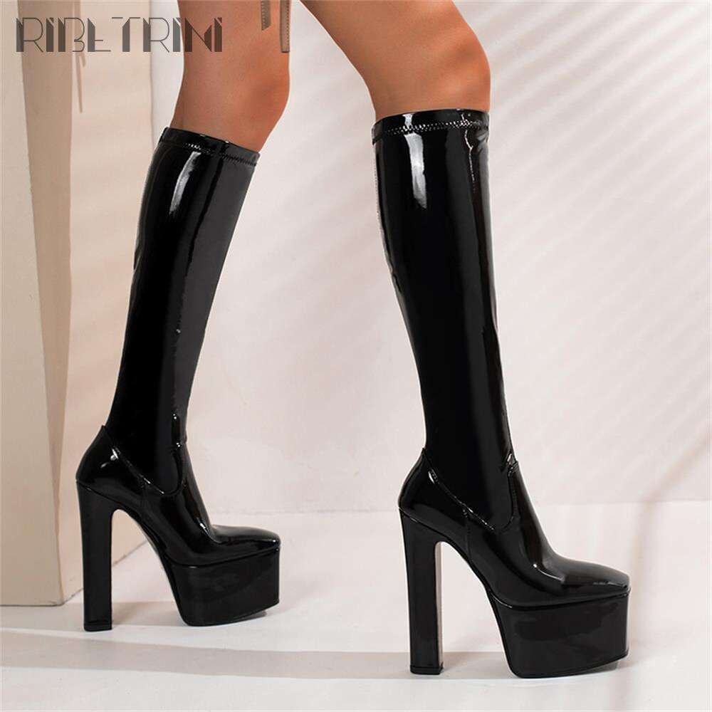 RIBETRINI High Heeled Platform Shoes Fahion Trendy Elegant Sexy Goth Brand INS Hot Sale Winter Women Boots