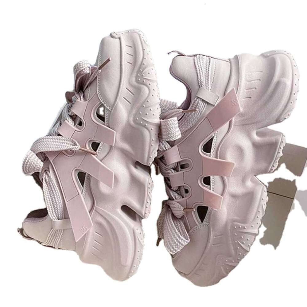 Ddmysports New Dad For Women Korean Version Ollow Out Sneakers Trend Lace Up Design Sport Female Platform Casual Shoes OUTDOOR