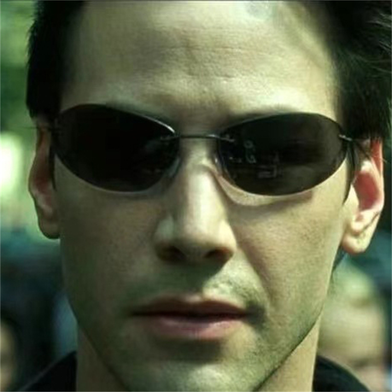 Rimless Polarized Sunglasses Men new Fashion Cool The Matrix Neo Style women Cat Eye Ultralight Driving Fishing shades y2k steampun oculos Photochromi