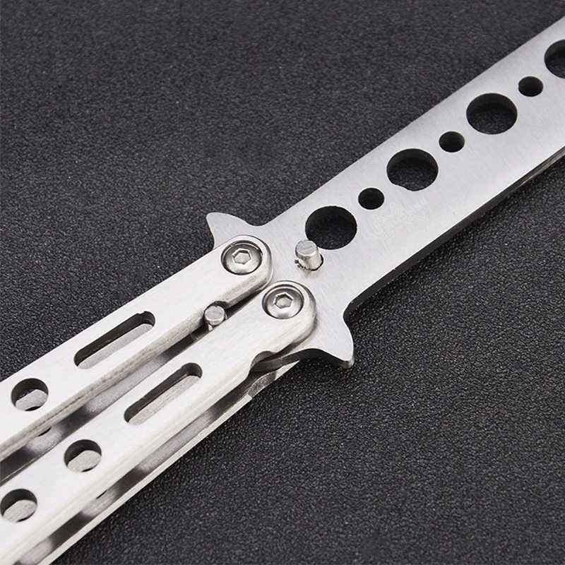 Novelty Games Portable Folding Butterfly Knife CSGO Dual Track Trainer Stainless Steel Pocket Practice Knife Outdoor Game Training Tool T240607