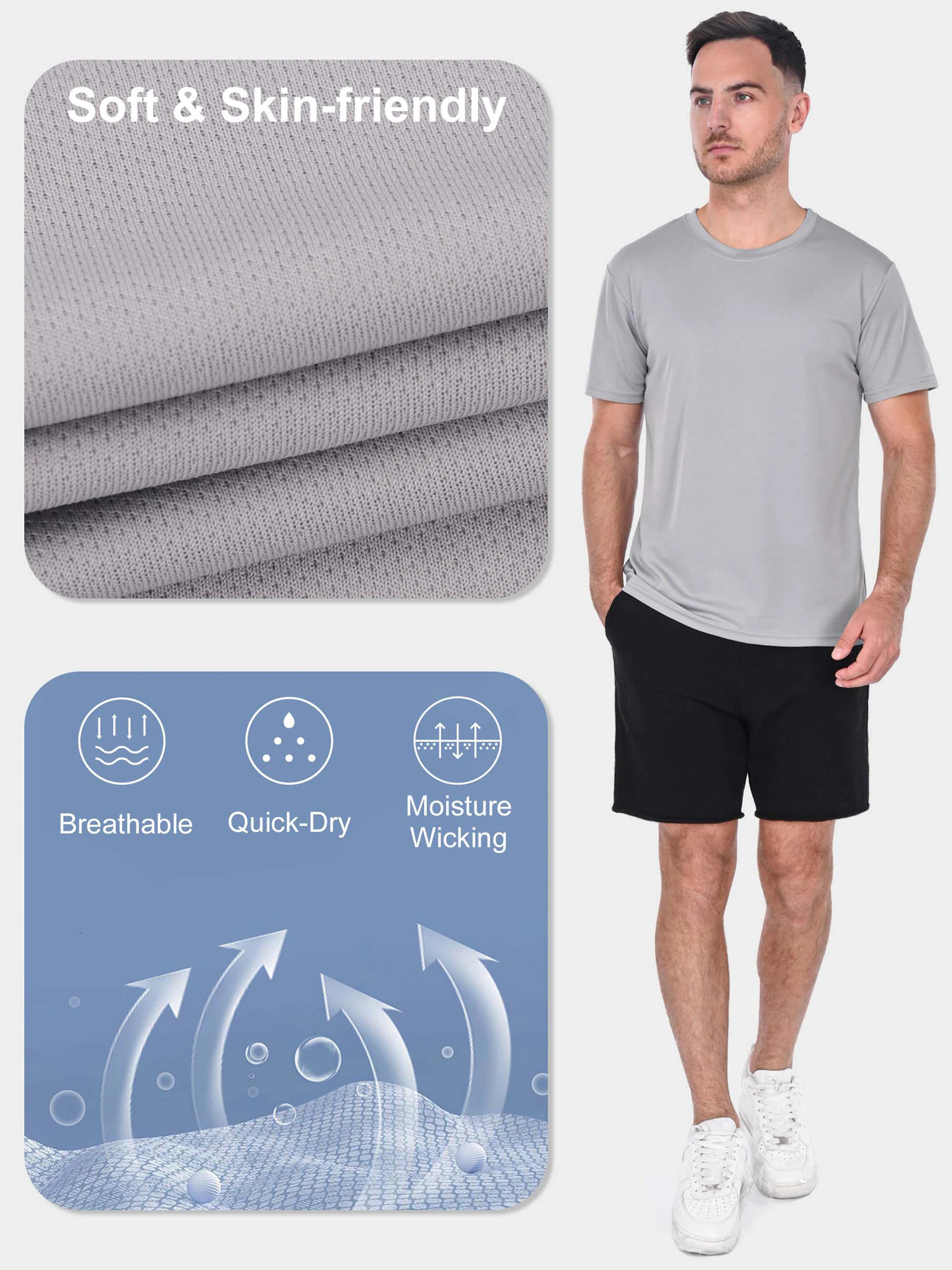 5 Pack Mens Tshirt Dry Fit Shirts Moisture Wicking Quick Dry Mesh Tee Gym T Polyester Athletic Crew Short sleeve Workout Run 240603