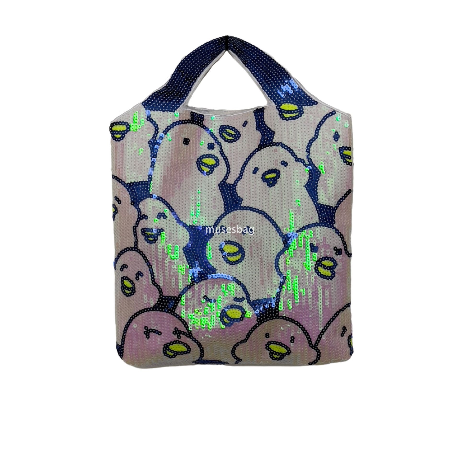 New Instagram Korean Fashion Bag Handbag Beaded Bag Embroidered Bag Large Capacity Tote Bag Commuting Working Student Party Essential Bag