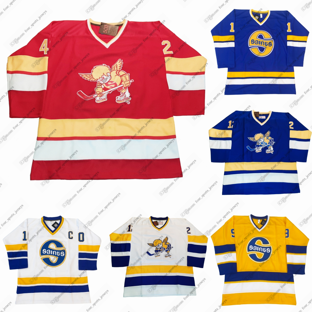 Minnesota Fighting Saints Retro Hockey Jersey Stitched Vintage Custom Any Name And Number