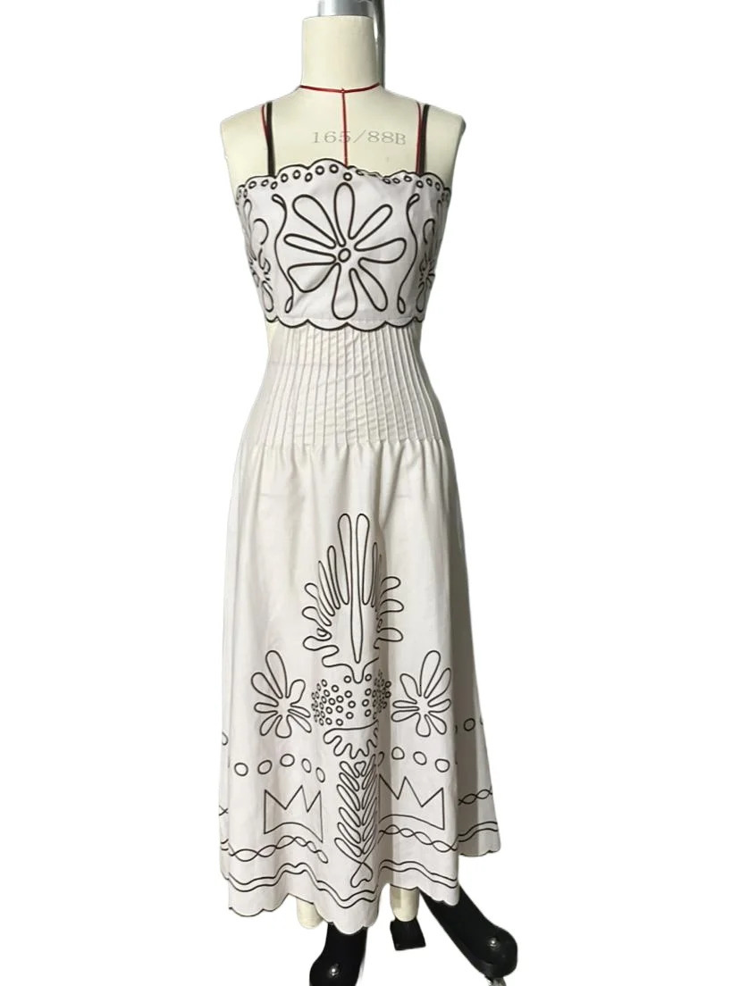 Women Spaghetti Strap Ethnic Long Dress Boho Beach Maxi Dress 240529