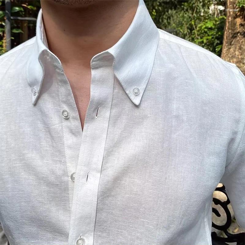 Men's Casual Shirts Old Money Aesthetic Men Fall Classic Slim Long Sleeve Breasted Collar Shirt Top Mens Fashion Pure Color Streetwear