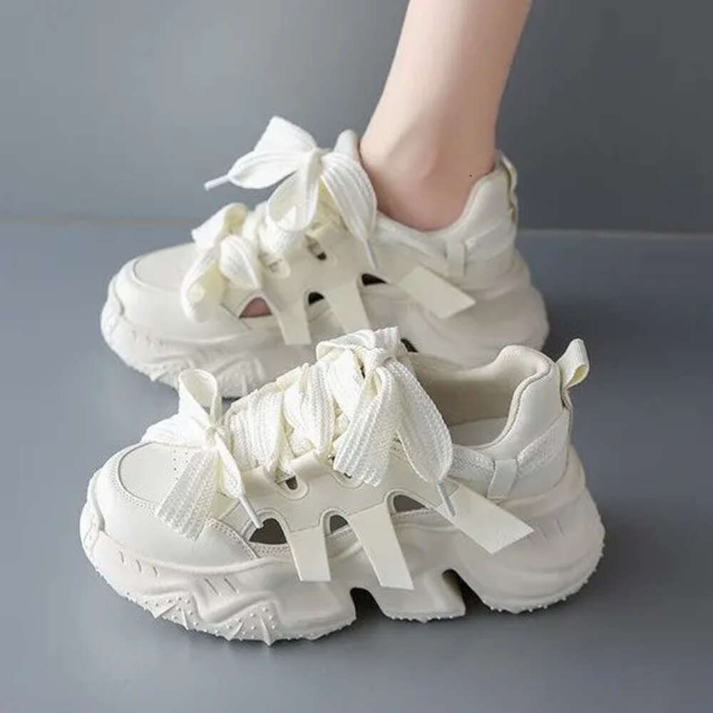 Ddmysports New Dad For Women Korean Version Ollow Out Sneakers Trend Lace Up Design Sport Female Platform Casual Shoes OUTDOOR
