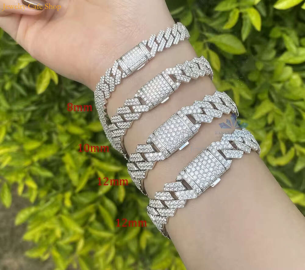 Charm 6mm Width Bracelets Fashion k Hip Hop Miami S Cuban Chain Iced Out Moissanite Bracelet Sier Pass Dia Tester for Men Women Valentine Gift