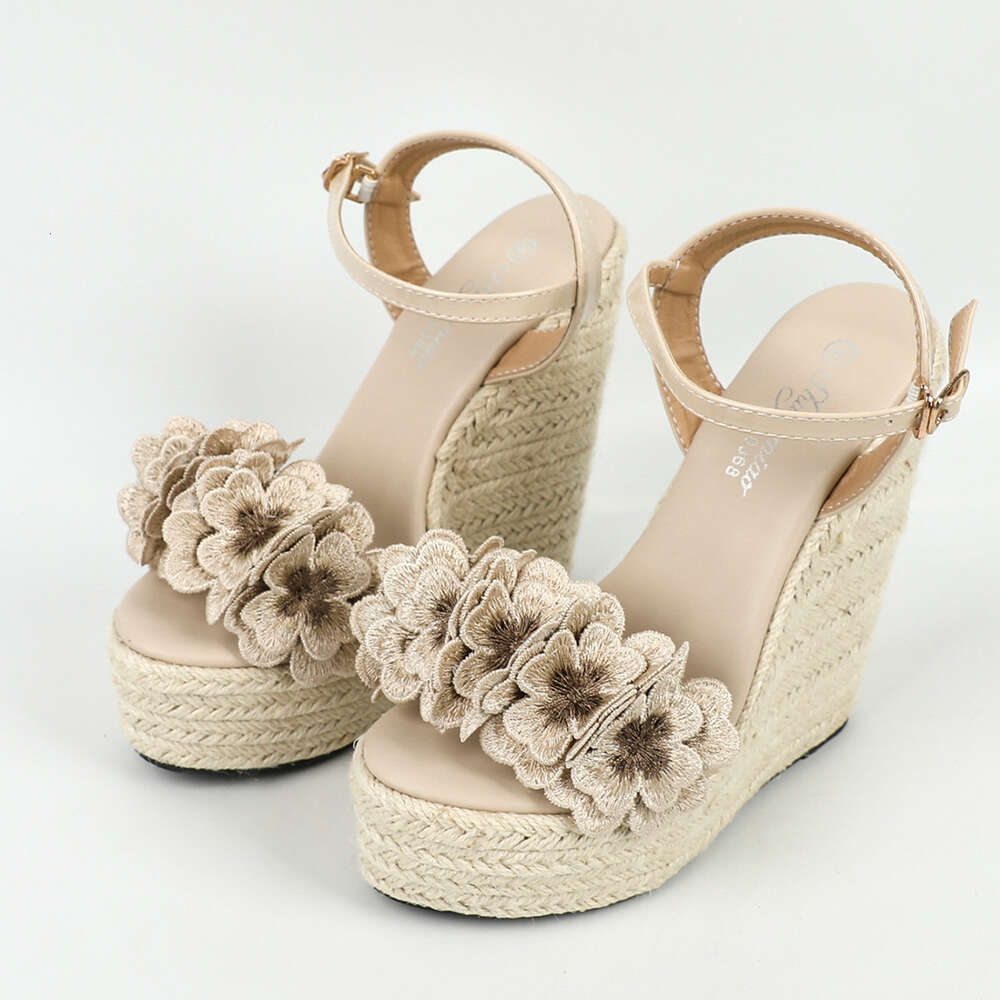 Wemen Wedge With Flower Sexy 14Cm Fashion Simple Slope Heel Waterproof Platform Car Sandals Lfd-10368-A67