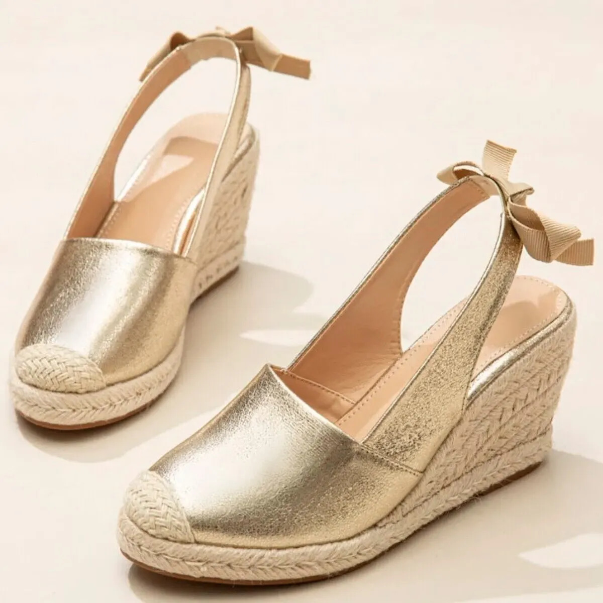 Wedges Sandals For Women Closed Toe Bandage Espadrille Stylish Shoes TDL-J26GD 240528