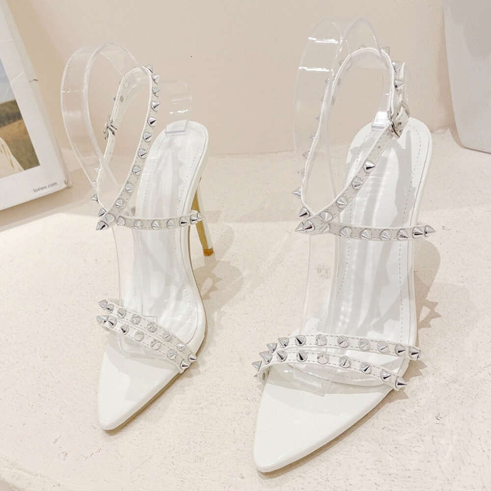 Liyke Sexy Metal Rivet Ankle Strap Sandals Ladies 2024 New Gladiator Open Toe Party Stripper Heels Summer Shoes Women Sandalias