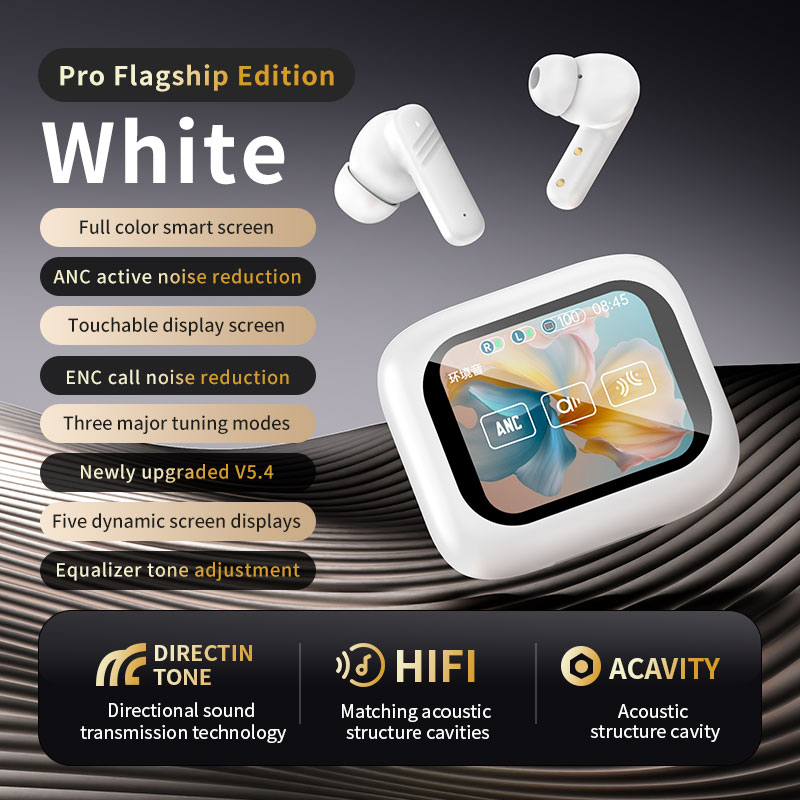 LX-10 Wireless Earphones LED Full Color Touch Smart Screen Digital Display Bluetooth Earbuds TWS ANC Active Noise Cancellation Sports Headset