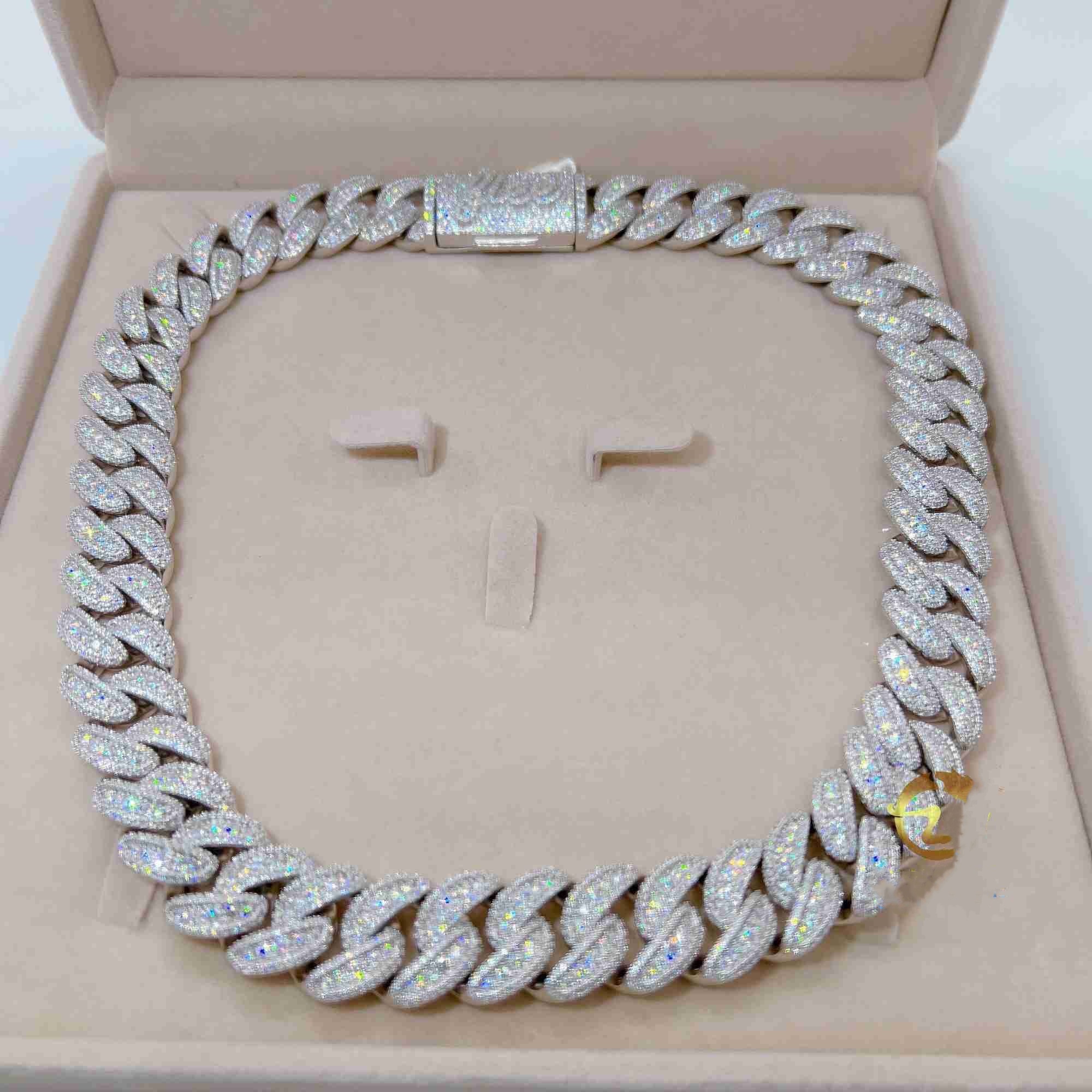 16MM VVS moissanite iced out dia gold color Sterg sier men necklace miami cuban k chain necklaces