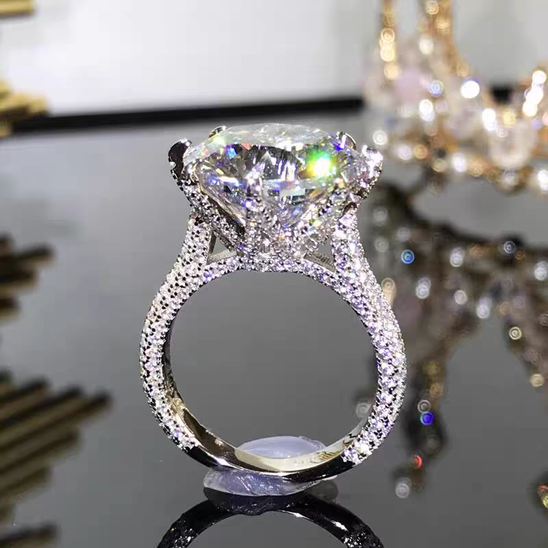 Sparkg 5A Zircon CZ Dia Wedding Rings for Women Vintage Jewelry with Round Shape Gemstones - Elegant Eternity Band Ring Gift