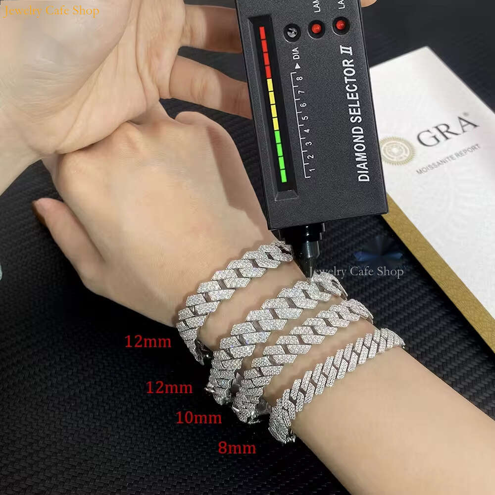 Charm 6mm Width Bracelets Fashion k Hip Hop Miami S Cuban Chain Iced Out Moissanite Bracelet Sier Pass Dia Tester for Men Women Valentine Gift