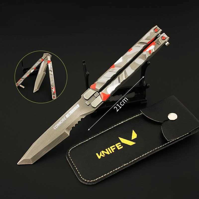 Novelty Games 21cm Wallorant perimeter reconnaissance butterfly knife camouflage red alloy throwing knife model toy T240607