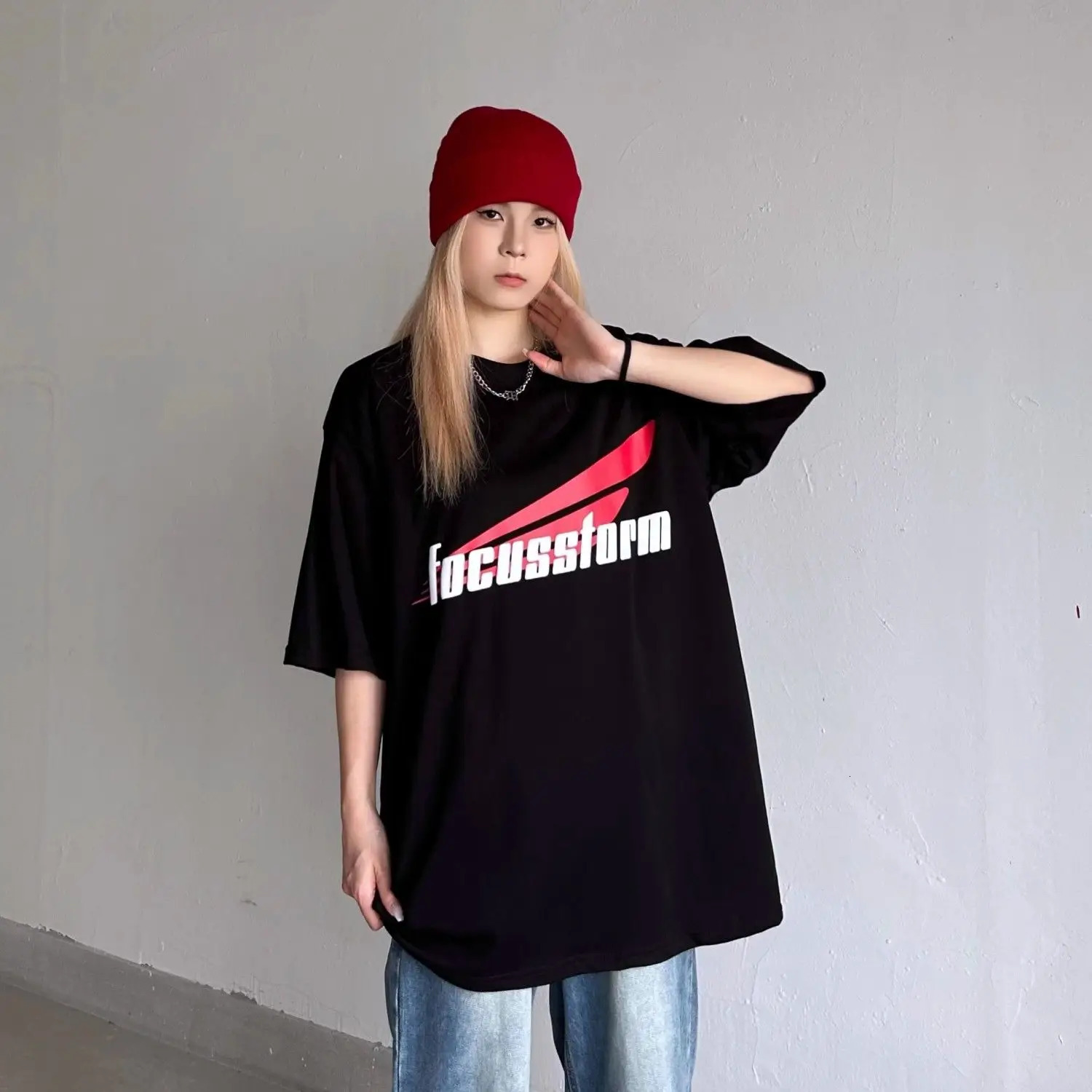Fashionable American Casual Letter Printed Short-sleeved T-shirt Xia Xin Y2K Niche Retro Ins Versatile Half-sleeved Top 240530